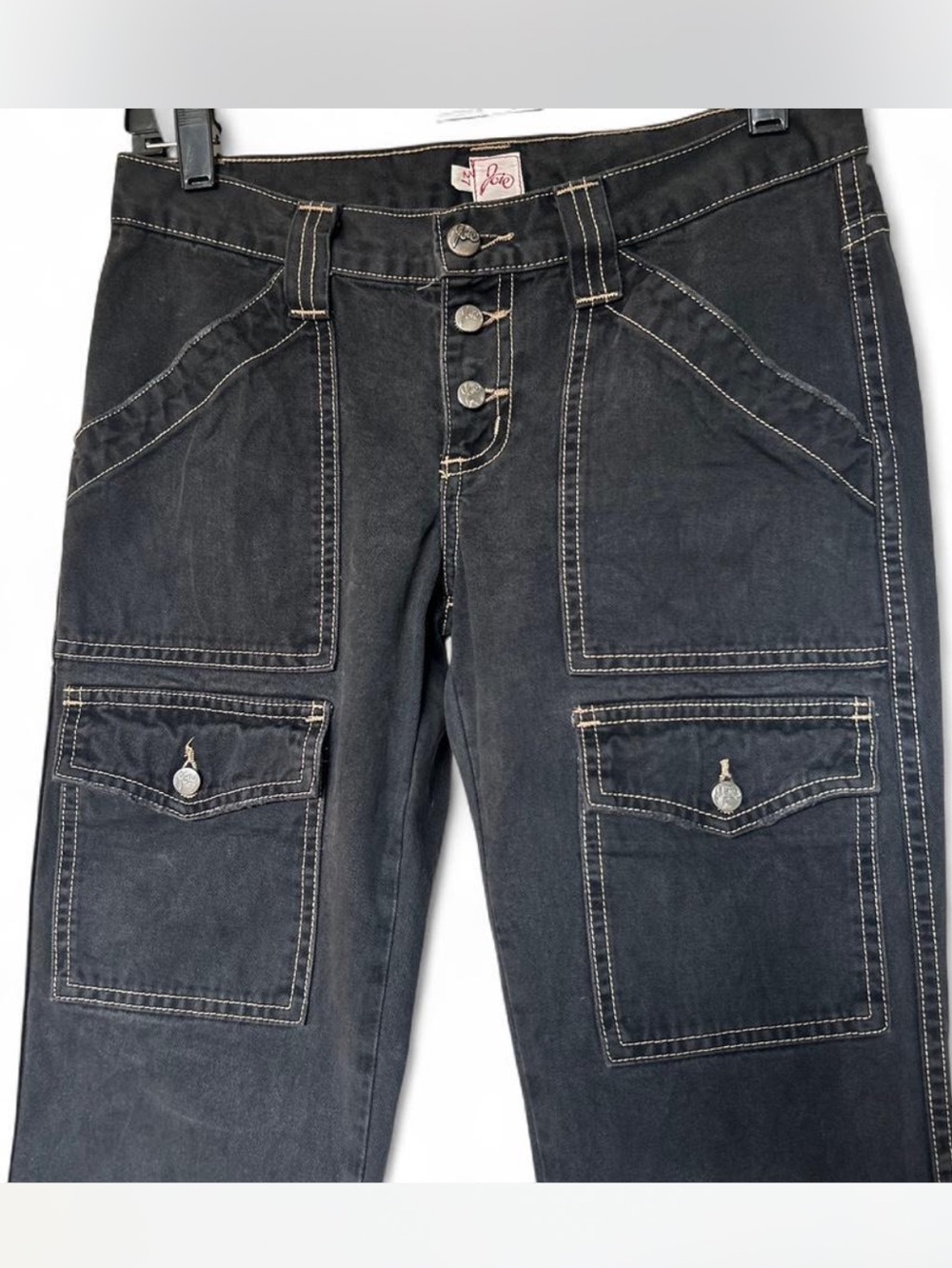 Joie y2k Black Cargo-Style Women's Jeans with Contrast Stitching